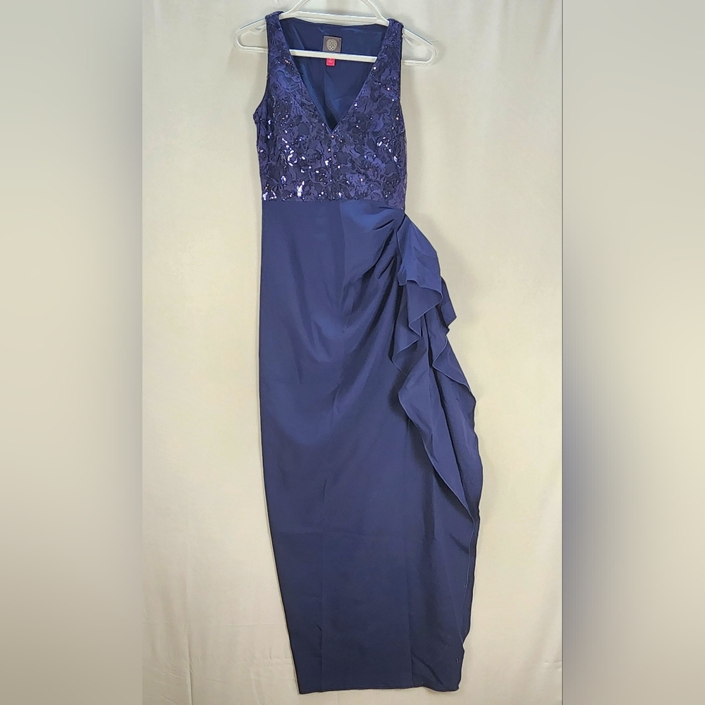 Vince Camuto Women's Blue Gown with Sequin Bodice Party Prom Dress Size 2‎